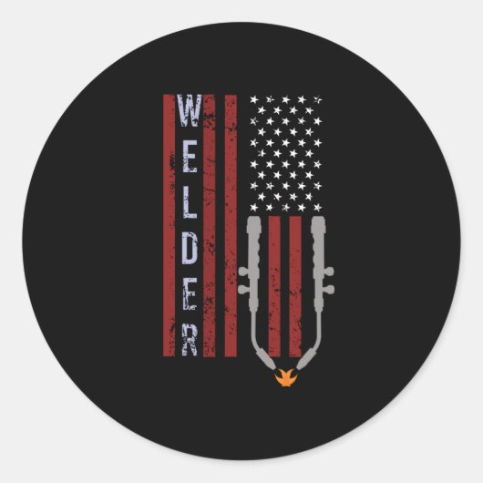 Welder Amerikaanse vlag Welding Ronde Sticker (Voorkant)
