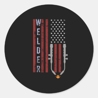 Welder Amerikaanse vlag Welding Ronde Sticker
