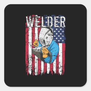 Welder  Amerikaanse vlag Welding Vierkante Sticker
