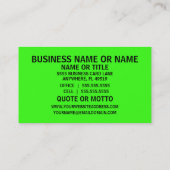Welder Bright Green Carte de visite (Dos)