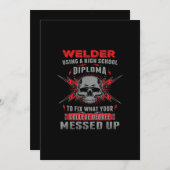 Welder die een middelbaar diploma gebruikt om vast aankondiging (Voorkant / Achterkant)