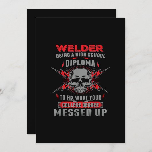 Welder die een middelbaar diploma gebruikt om vast aankondiging (Voorkant / Achterkant)