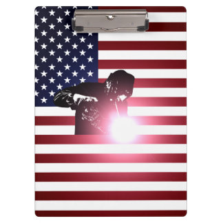 Welder en Amerikaanse vlag Klembord