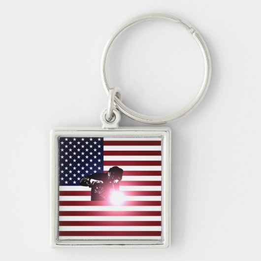 Welder en Amerikaanse vlag Sleutelhanger (Voorkant)