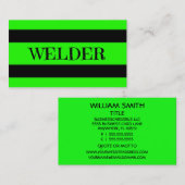Welder Neon Green Carte de visite (Devant / Derrière)