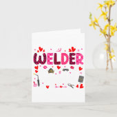 Welder Squad Cute Tools Hearts Costume Valentines  Kaart (Gele Bloem)