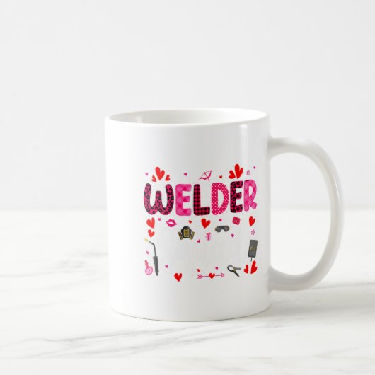 Welder Squad Cute Tools Hearts Costume Valentines Koffiemok (Rechts)