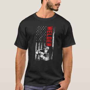 Welder USA Flag Craftsperson Flame Metalsmith Fabr T-shirt