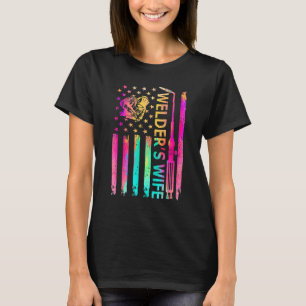 Welder's Wife American USA Flag Welding for M T-shirt