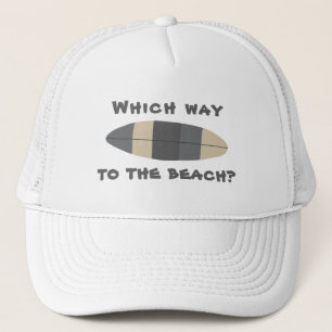 Welke kant op naar het strand? Surfplank in grijs Trucker Pet