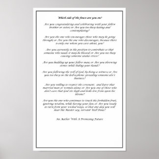 Welke kant van het hek (Zwart en Wit)- Poster