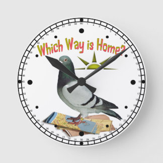 Welke manier is Thuis? Pigeon Art Ronde Klok