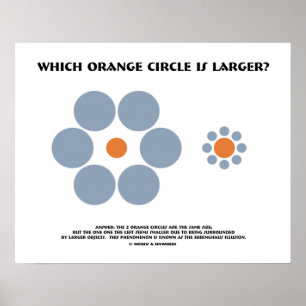 Welke Oranje cirkel is groter? (Optische verlichti Poster