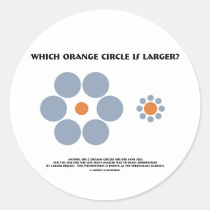 Welke Oranje cirkel is groter? (Optische verlichti Ronde Sticker