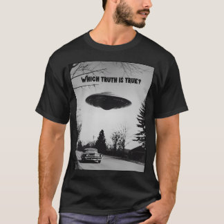 Welke waarheid is waar zwart-wit UFO T-shirt