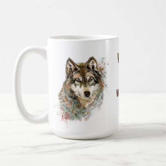 "Welke wolf zal je voeden" Inspirerend Wolf Art Koffiemok (Links)