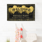 Welkom 100th Birthday Number Pattern | Zwart/goud Spandoek (Insitu)