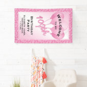 Welkom 100th Cool Number Pattern - Roze/White Spandoek (Insitu)