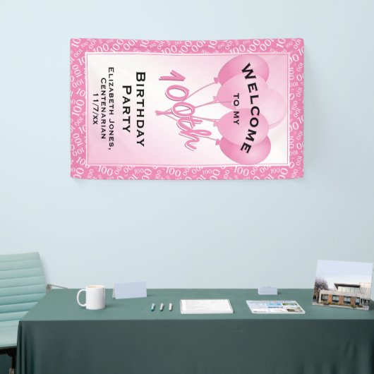 Welkom 100th Cool Number Pattern - Roze/White Spandoek (Beurs)