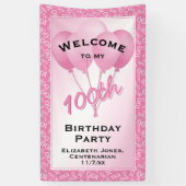 Welkom 100th Cool Number Pattern - Roze/White Spandoek (Verticaal)