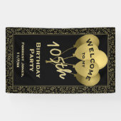 Welkom 150e verjaardag Num Patten Gold en Black Spandoek (Horizontaal)