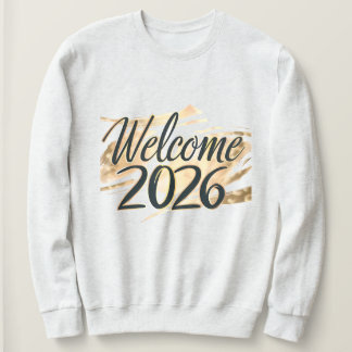 Welkom 2026 Gold Lettering Nieuwjaarsviering Trui