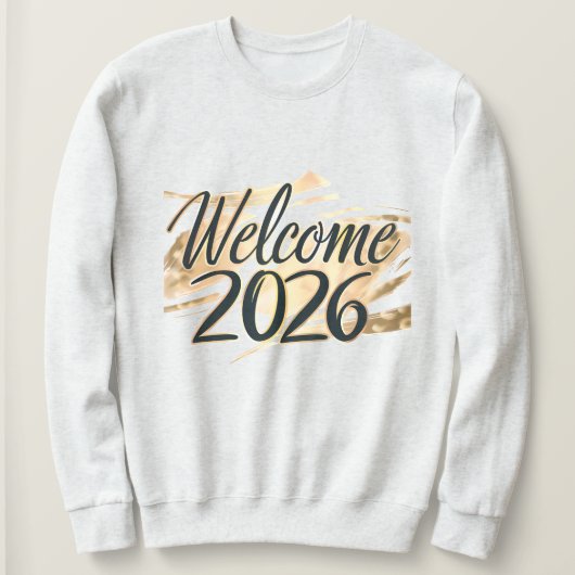 Welkom 2026 Gold Lettering Nieuwjaarsviering Trui (Design voorkant)