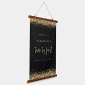 Welkom 21e Gold Glitter Name Black Hangend Wandkleed (Gebogen)