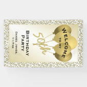 Welkom 50e verjaardag Nummer patten Gold en White Spandoek (Horizontaal)