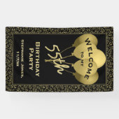 Welkom 55e verjaardag Nummer patten Gold en zwart Spandoek (Horizontaal)