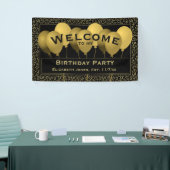 Welkom 55th Birthday Number Pattern | Zwart/goud Spandoek (Beurs)