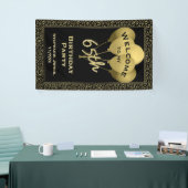 Welkom 65e verjaardag Nummer patten Gold en zwart Spandoek (Beurs)