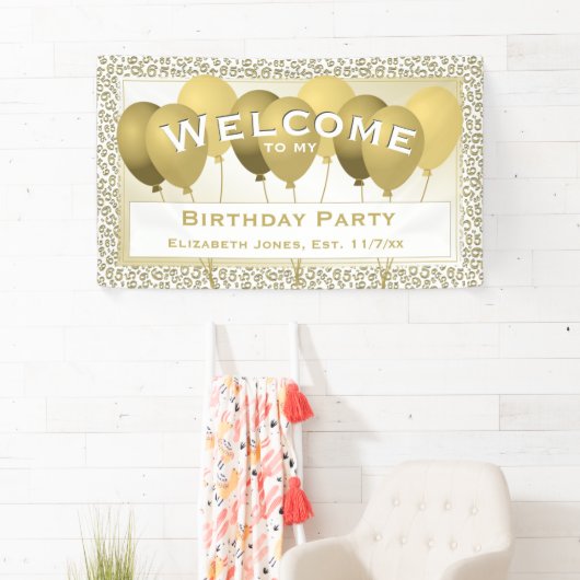 Welkom 65th Birthday Number Pattern | Goud/wit Spandoek (Insitu)