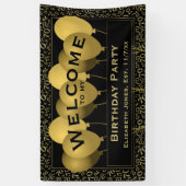 Welkom 70th Birthday Number Pattern | Zwart/goud Spandoek (Verticaal)