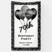 Welkom, 70th Party Black/White Number Pattern Spandoek (Verticaal)