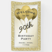 Welkom 90e-koel nummerpatroon - Goud/wit Spandoek (Verticaal)
