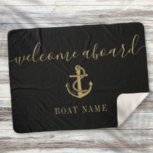 Welkom aan boord Black And Gold Anker Bootnaam Sherpa Deken