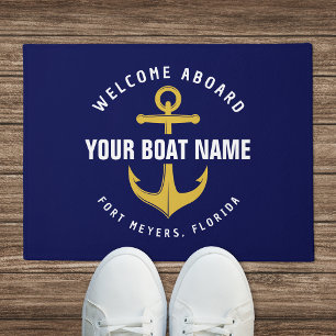 Welkom aan boord boot marineblauw maritiem anker deurmat