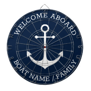 Welkom Aan boord marine witte nautische anker naam Dartbord