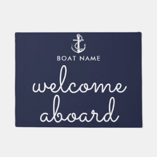 Welkom aan boord Nautical Anchor Boat Name Navy Bl Deurmat