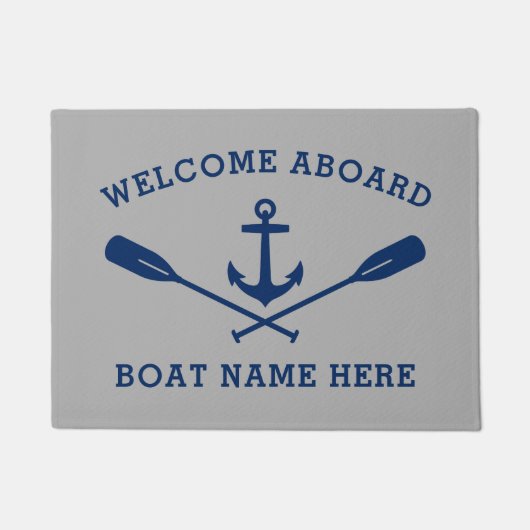 Welkom aan boord Nautische anker gekruiste roeispa Deurmat (Voorkant)