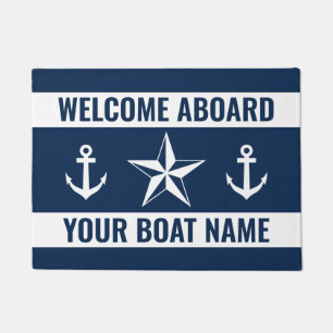 Welkom aan boord van aangepast bootschip naam naut deurmat