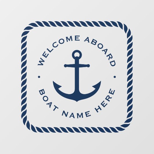 Welkom aan boord van anker- en touwgrensbootnaam raamsticker (Vel)