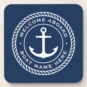 Welkom aan boord van bootnaamankertouwgrens bier onderzetter