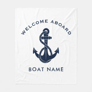 Welkom aan boord van de boot Naam Anker Custom Fleece Deken