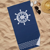 Welkom aan boord van Navy Blue Custom Boat Name Strandlaken