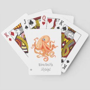 Welkom aan boord van schattige oranje octopus pokerkaarten
