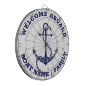 Welkom Aan boord wit blauw nautisch anker op maat Dartbord (Voorkant Links)