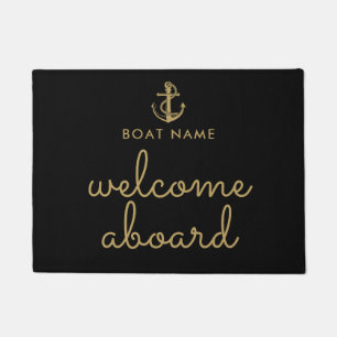 Welkom aan boord Zwarte En Gouden Anker Bootnaam Deurmat