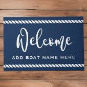 Welkom, aangepaste bootnaam touw grens donkerblauw deurmat